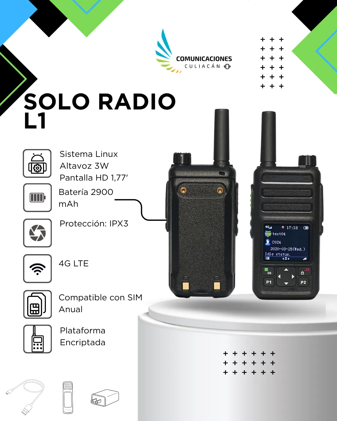 Radio HD580 · L1, vista del equipo